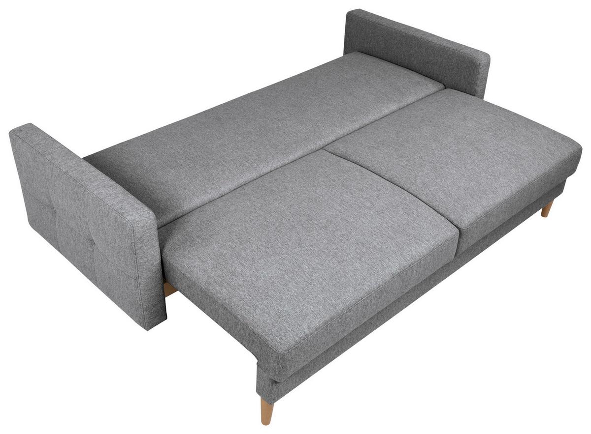 Schlafsofa Noret Graublau B: 222 cm - Eiche Wotan/Hellgrau, KONVENTIONELL, Textil (222/93/99cm) - MID.YOU