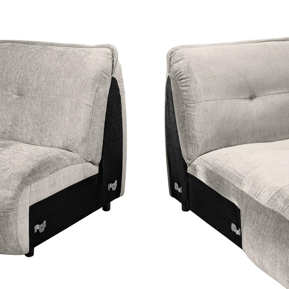 Ecksofa Fluffy Silberfarben S: 269x184 Cm - Silberfarben/Schwarz, MODERN, Textil (269/184cm) - Trendmanufaktur