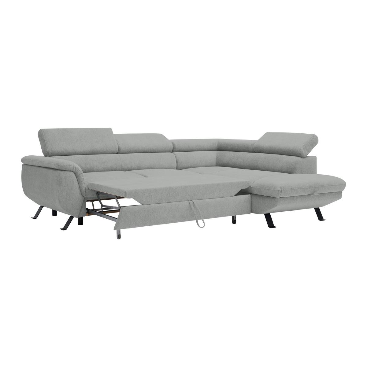 Rohová sedačka RAVEN, pravá, svetlosivá - čierna/svetlosivá, Modern, kov/textil (257cm) - Mömax