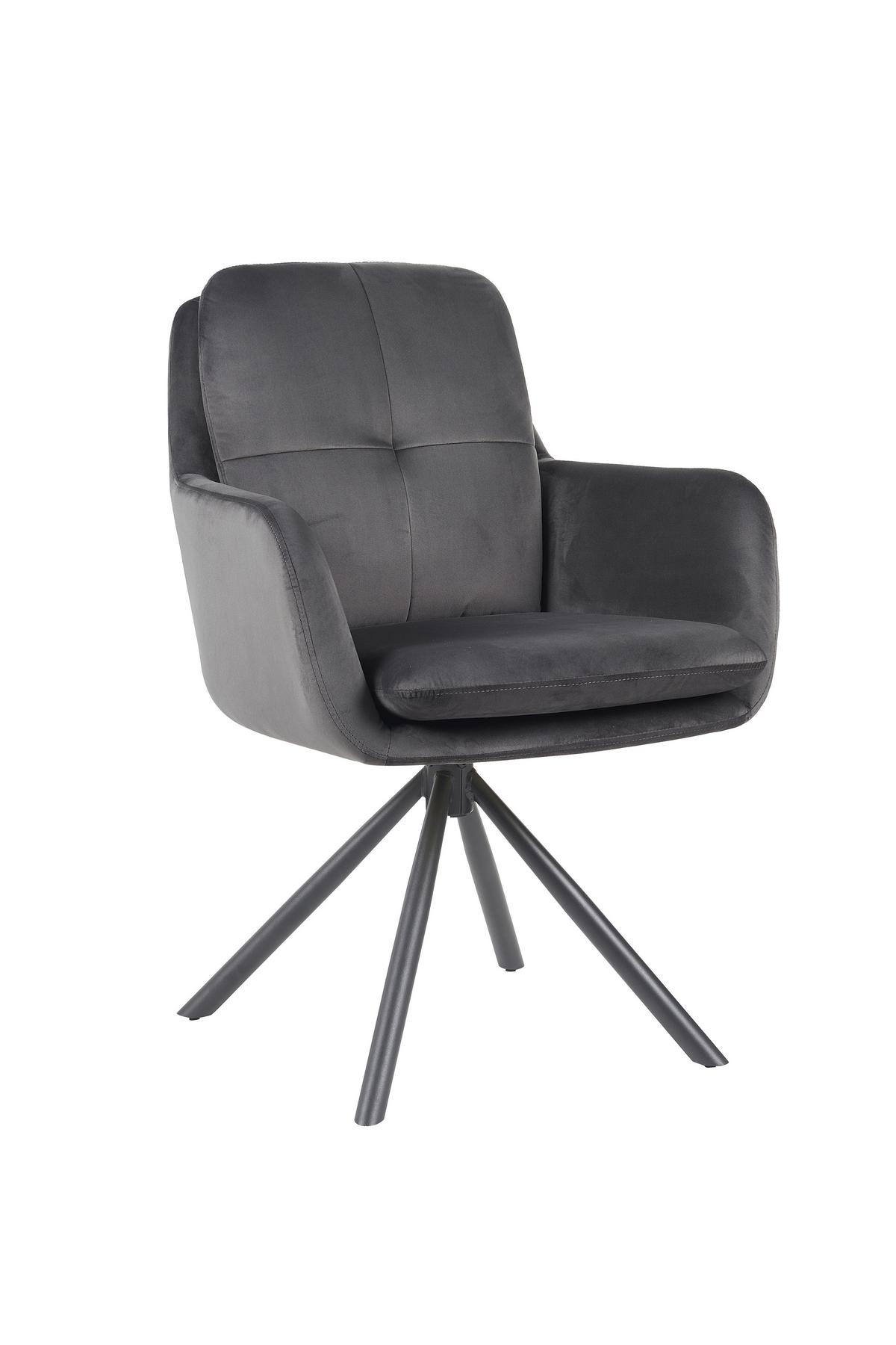 Armlehnstuhl-Set Parma S 2er-Set - Dunkelgrau/Schwarz, MODERN, Textil/Metall (63/89/70cm) - MID.YOU