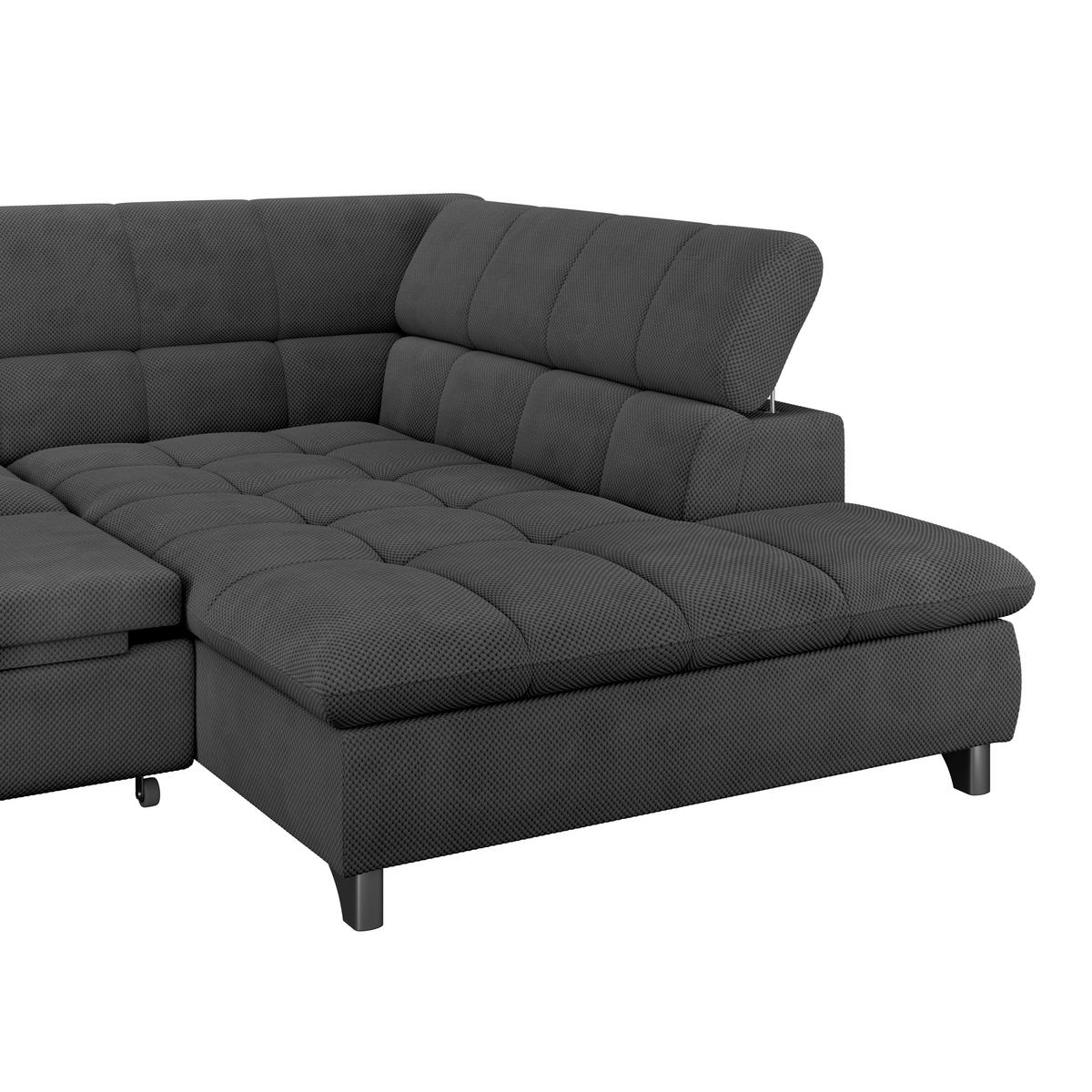 Ecksofa Gemini Schwarz, B: 312cm - Chromfarben/Anthrazit, KONVENTIONELL, Textil (312/234cm)