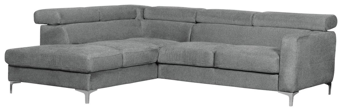 Ecksofa Sammy Grau - Chromfarben/Grau, Design, Textil (207/242cm) - Livetastic