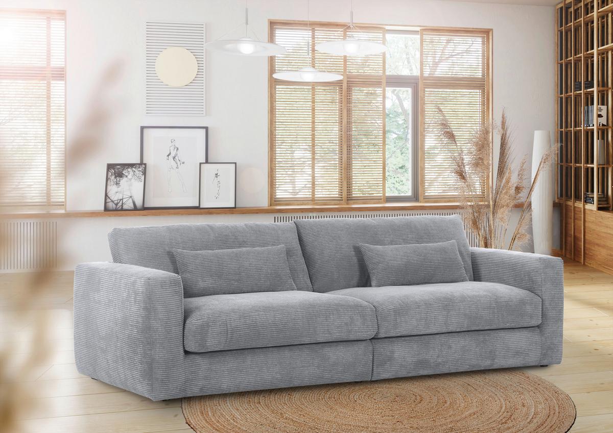 Bigsofa Manolis Hellgrau B: 260 Cm - Hellgrau/Schwarz, KONVENTIONELL, Textil (260/66/115cm) - MID.YOU