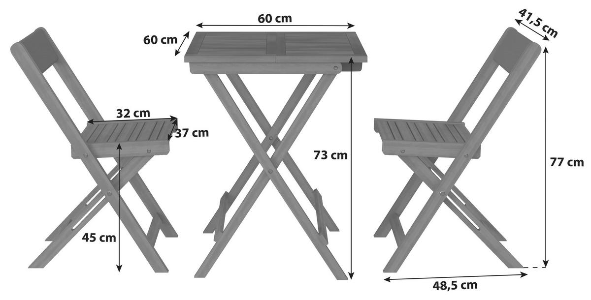 Balkonmöbel Set Meran Akazienholz mit Kissen - Akaziefarben, MODERN, Holz - James Wood