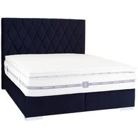 Boxspringbett 160x200cm Paula 1 - Chromfarben/Dunkelblau, MODERN, Textil (160/200cm)