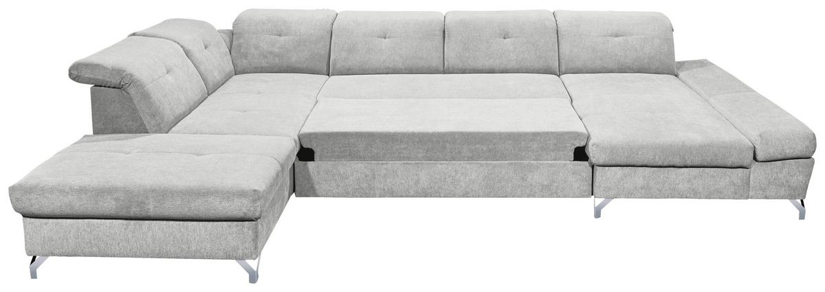 Ecksofa Melfi Hellgrau U: 245 Cm - Silberfarben/Hellgrau, MODERN, Textil (245/350/168cm) - MID.YOU