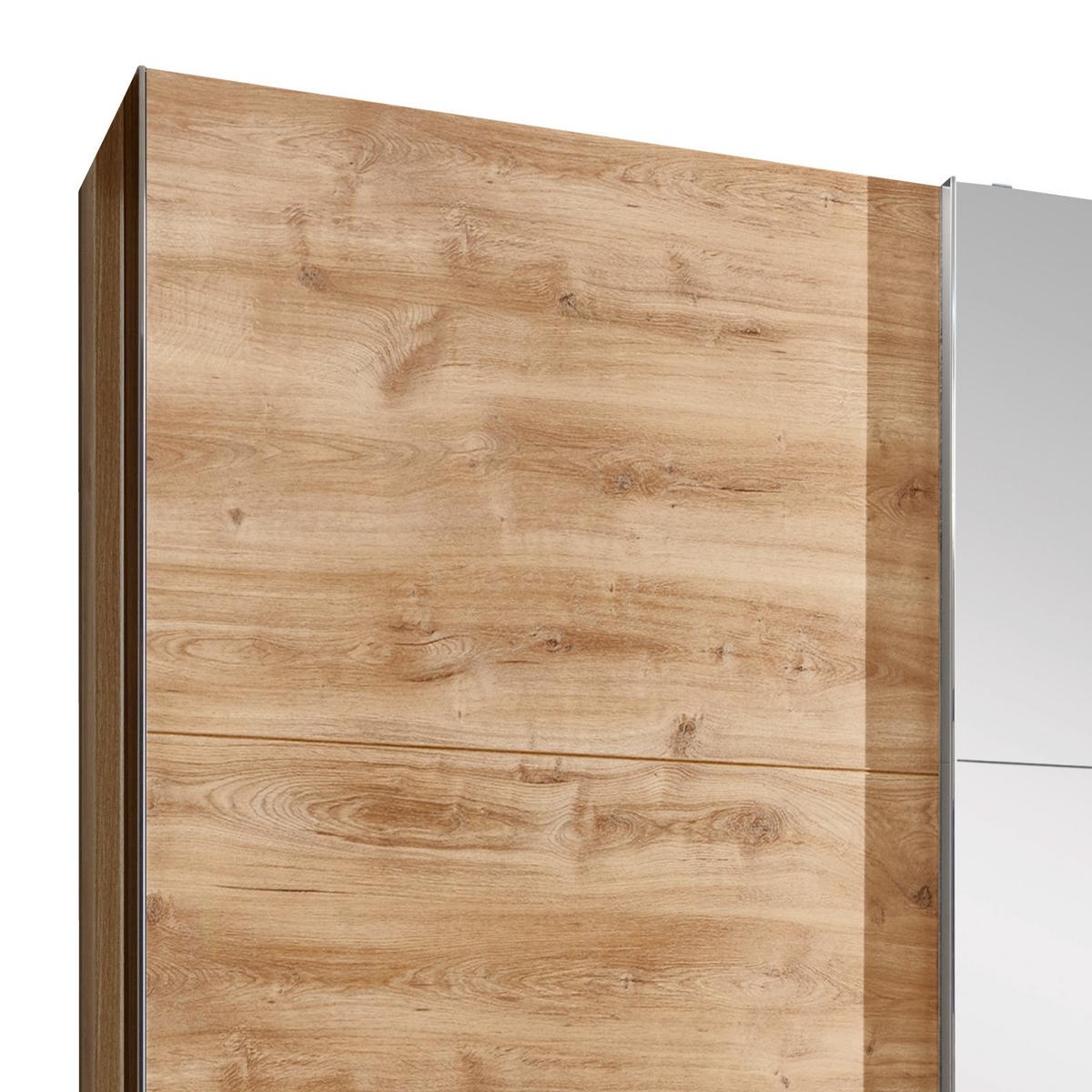 Schwebetürenschrank Mit Spiegel 250cm Level 36a, Eiche Dekor - Eichefarben, MODERN, Glas/Holzwerkstoff (250/216/65cm) - MID.YOU