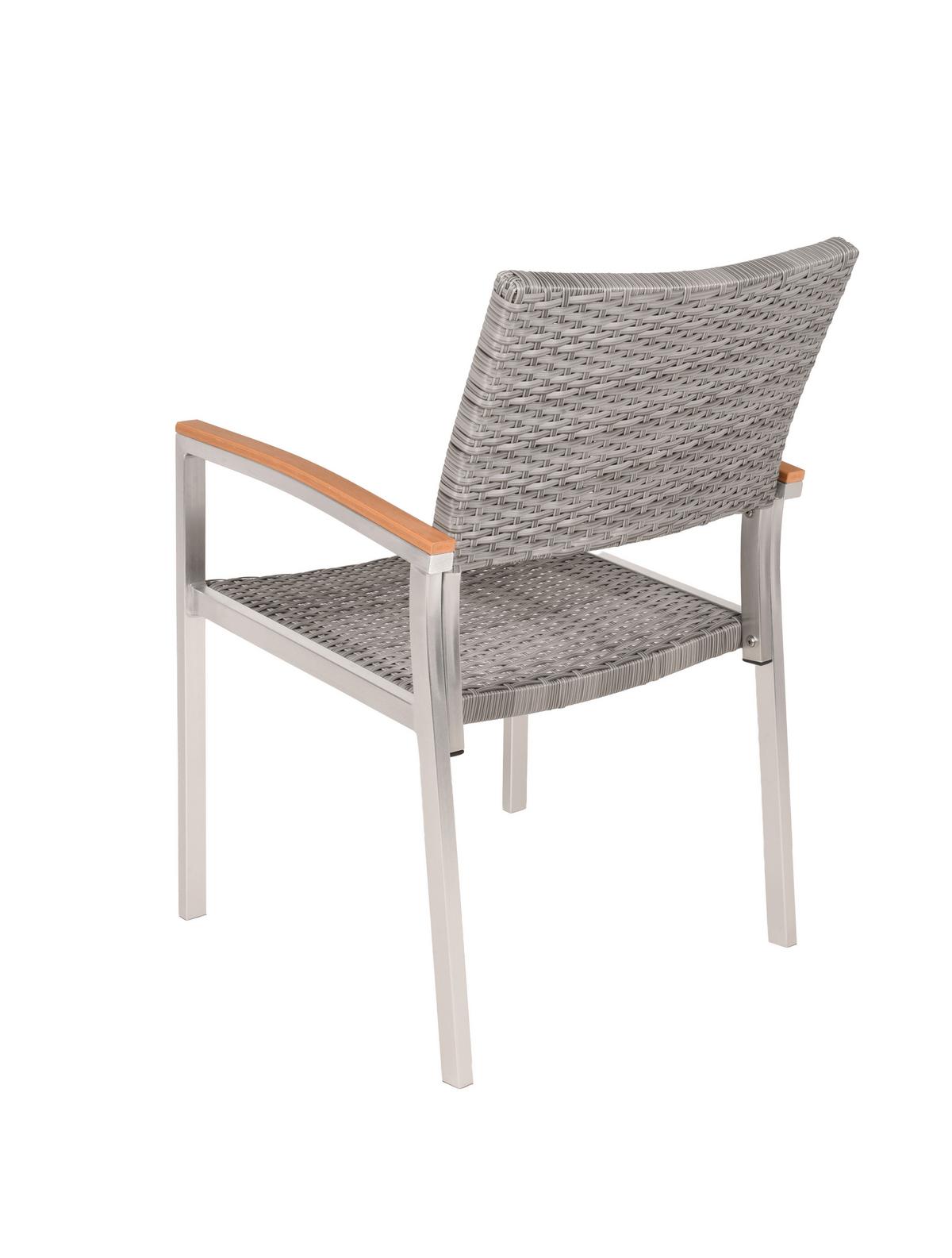 GARTENSTUHL-SET STAPELSTUHL LIVORNO, 2ER SET - Silberfarben/Hellgrau, MODERN, Kunststoff/Metall (60/84/55cm) - Gardenson