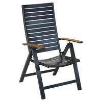 Klappsessel Klappbar Astros Akazie/Metall - Graphitfarben/Naturfarben, MODERN, Holz/Metall (60/114/68cm) - Gardenson