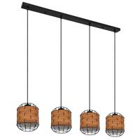 Hängeleuchte Solar H: 120 Cm 4-Flammig Braun/schwarz - Schwarz/Braun, Basics, Kunststoff/Metall (100/18/120cm) - Globo