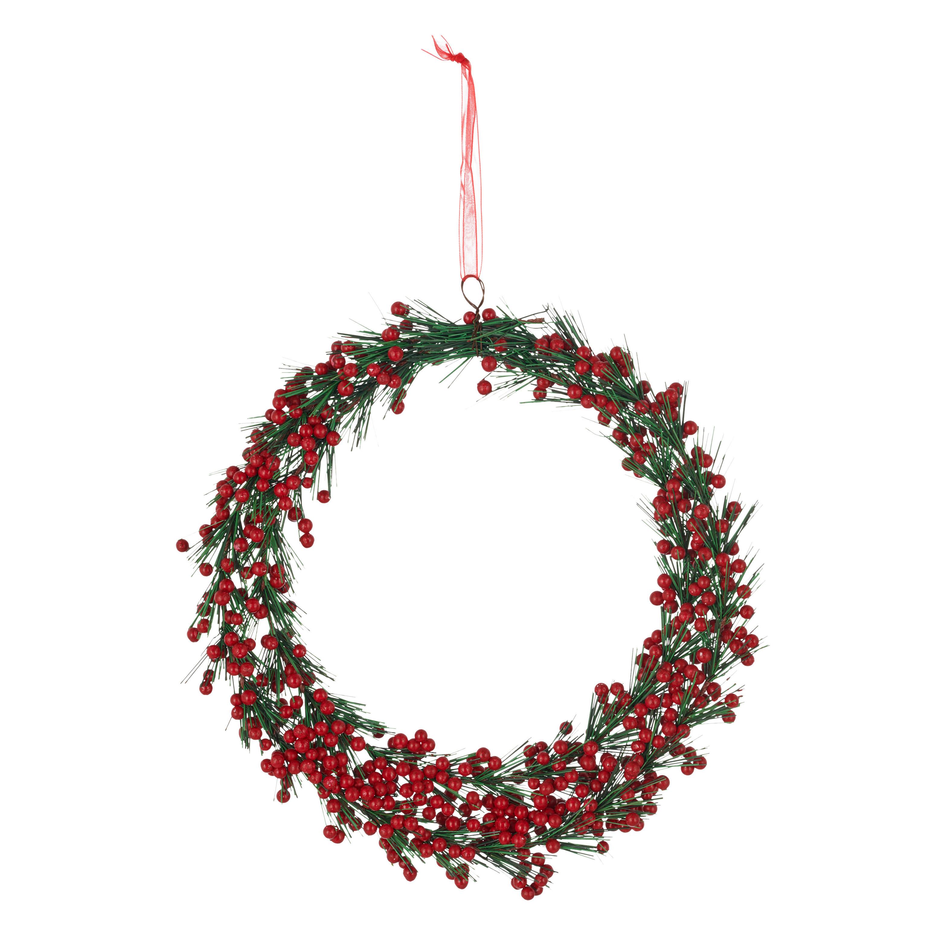 Umělý věnec P: 25 cm - zelená/červená, Basics, plast (25cm) - Mömax