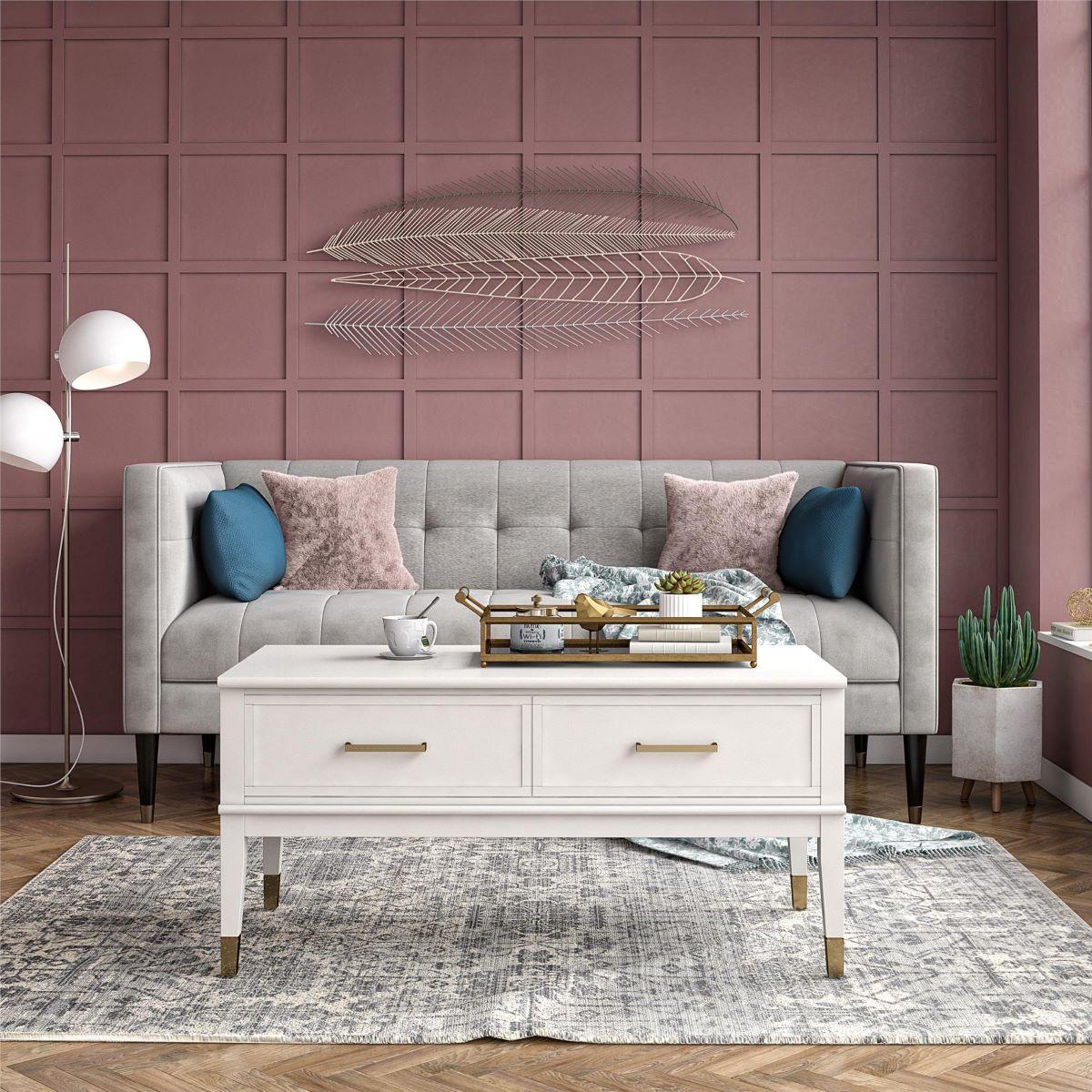 Couchtisch Westerleigh Weiß 57 Cm - Weiß/Bronzefarben, Design, Holzwerkstoff/Metall (106/57/51cm) - Mican