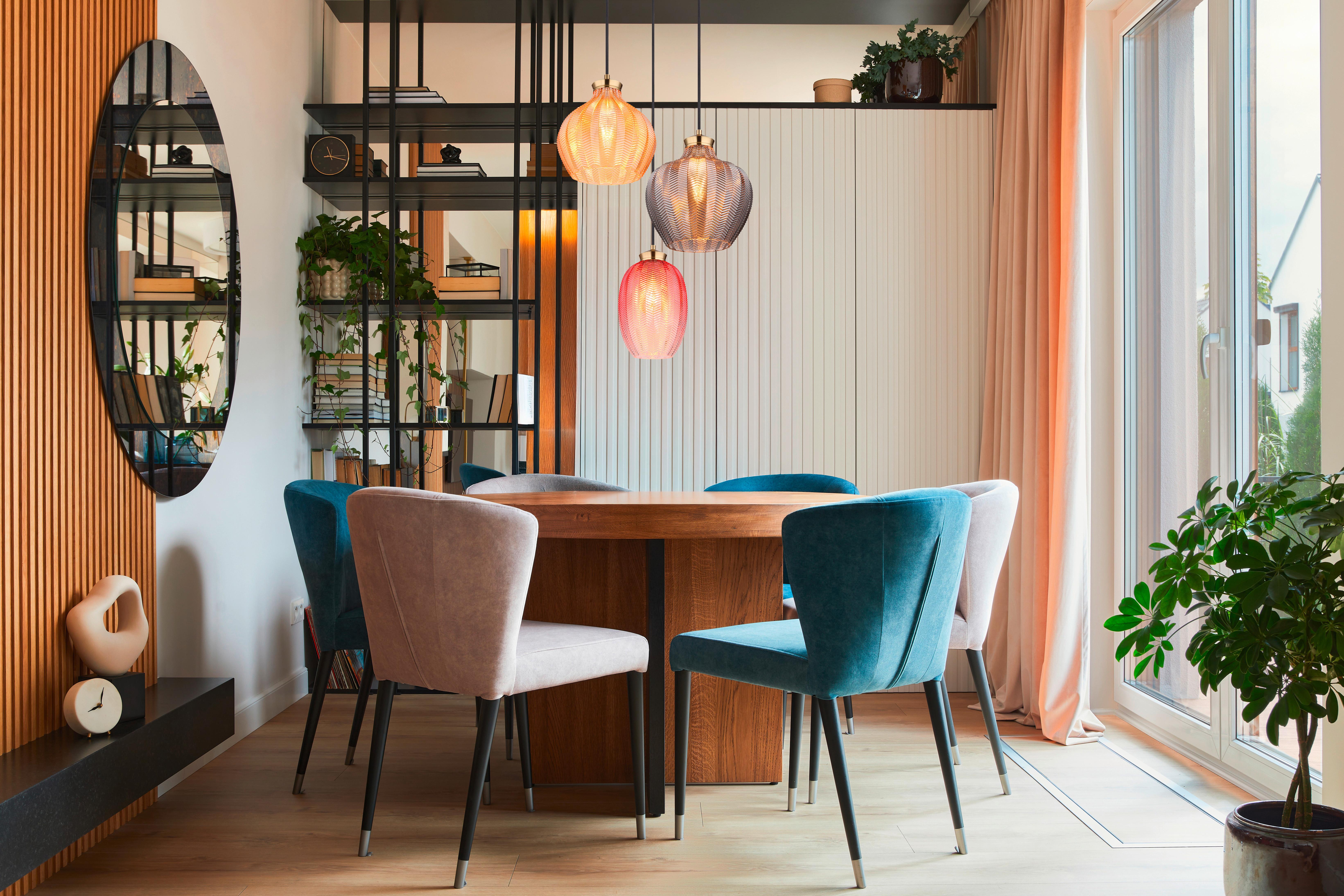 Hängeleuchte 15898-3hr - Goldfarben/Multicolor, Basics, Glas/Metall (45/120cm) - Globo