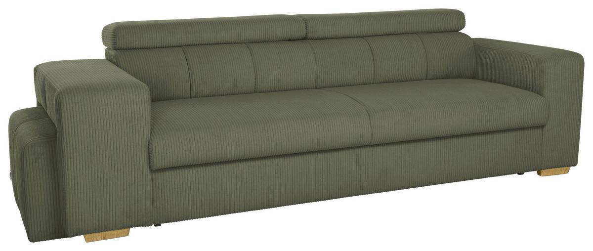 3-SitzerSofa m. Schlaffunktion Sirius S olivgrün, B: 251cm - Schwarz/Olivgrün, KONVENTIONELL, Holz/Holzwerkstoff (251/96/100cm)