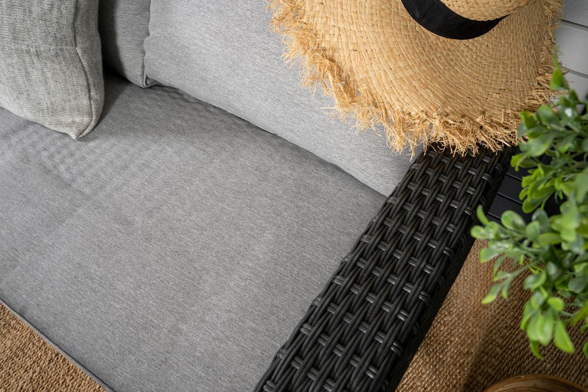 Loungegarnitur 2-tlg Bentwood Kunststoff Mit Kissen - Schwarz, KONVENTIONELL, Kunststoff (173/227cm) - Gardenson