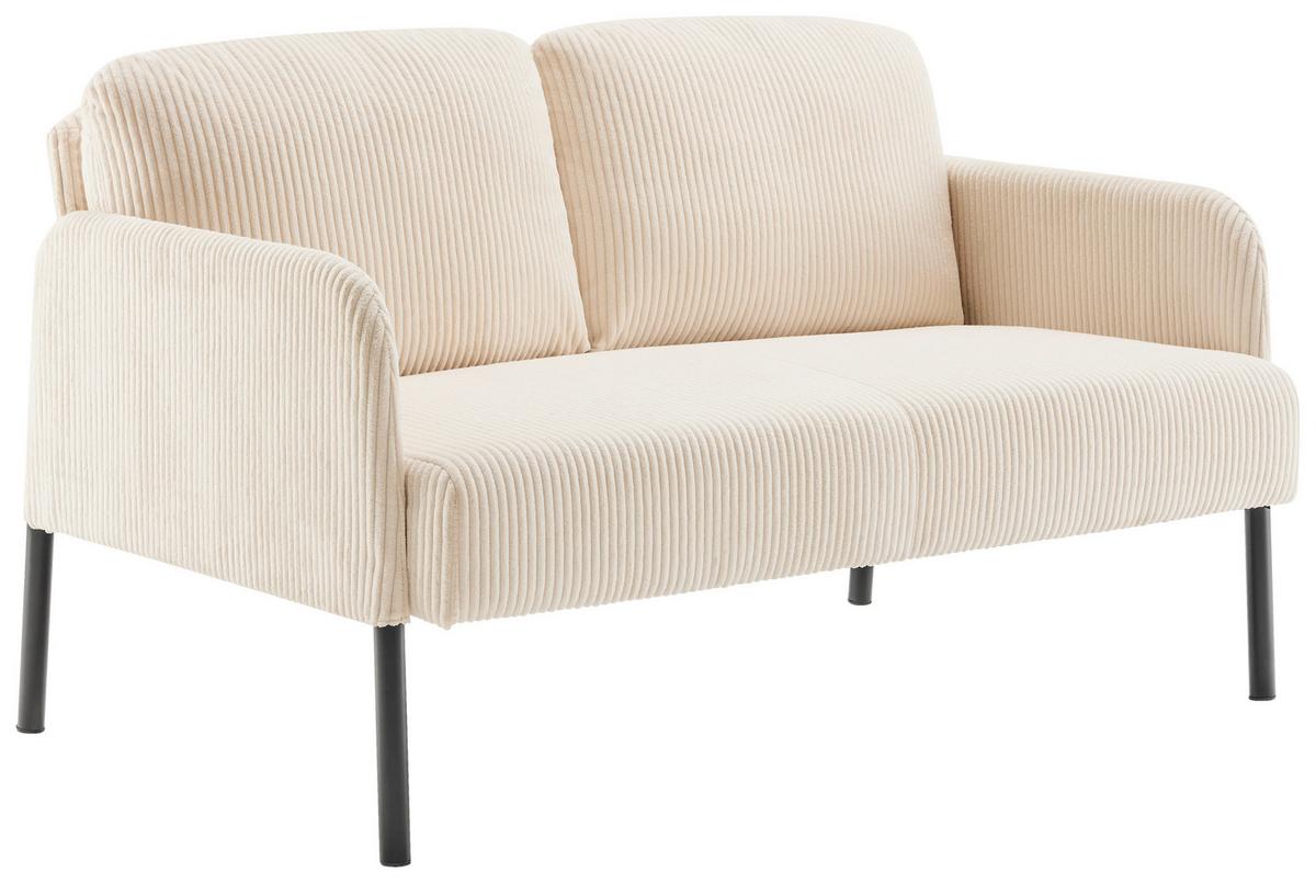 Dvoumístná pohovka MIAMI, béžový manšestr - černá/béžová, Moderní, kov/dřevo (120/73,5/77cm) - Based