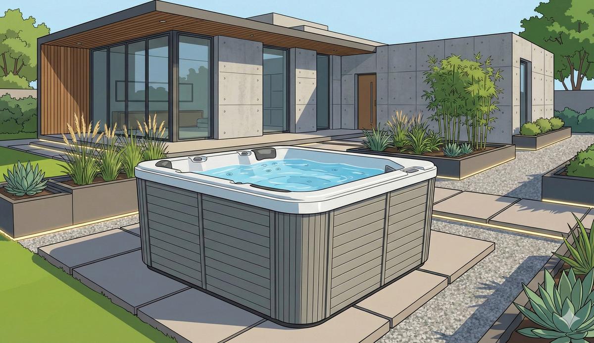 Whirlpool Acryl Capri 216x92x216 cm - Weiß/Grau, Design, Holz/Kunststoff (216/92/216cm)