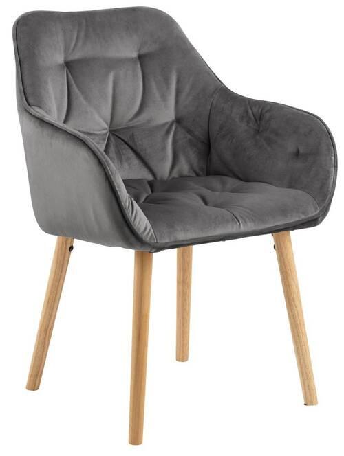 Čalúnené kreslo s podrúčkami BROOKE - farba duba/tmavosivá, Konventionell, kompozitné drevo/textil (58/83/57cm) - Livetastic