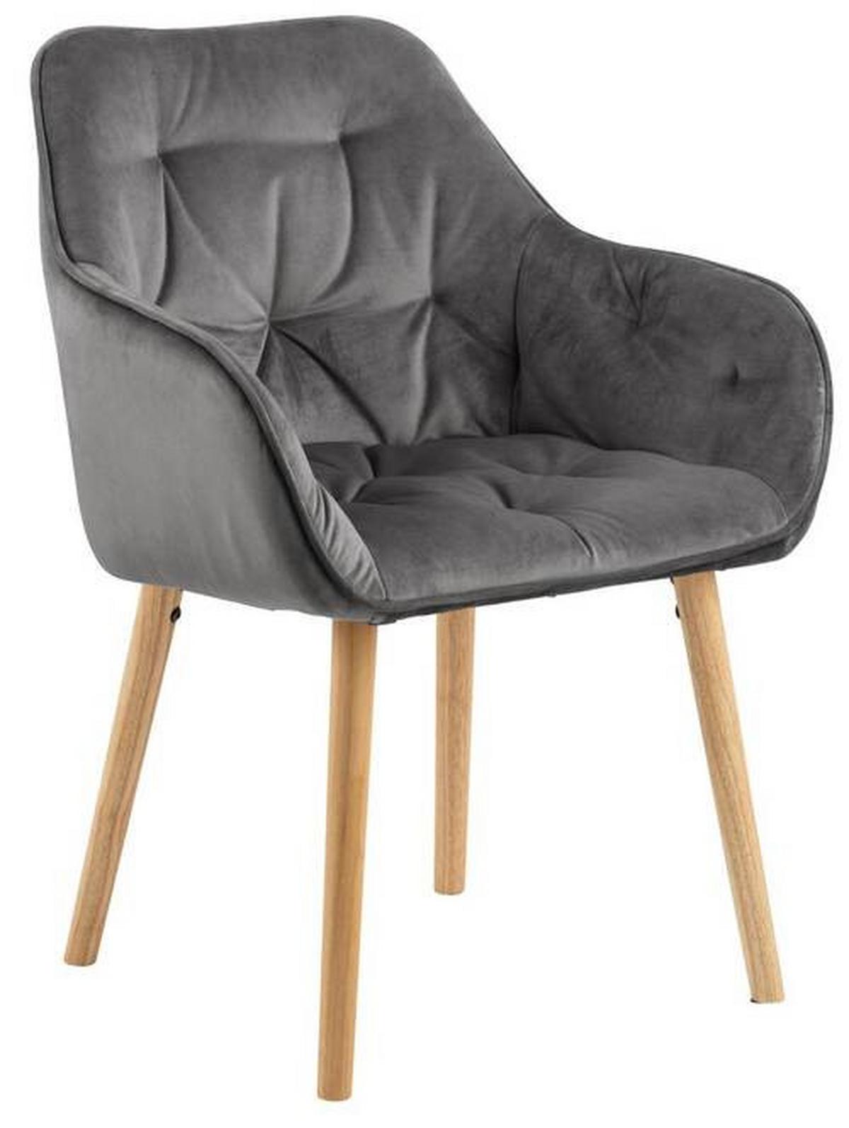 Čalúnené kreslo s podrúčkami BROOKE - farba duba/tmavosivá, Konventionell, kompozitné drevo/textil (58/83/57cm) - Livetastic