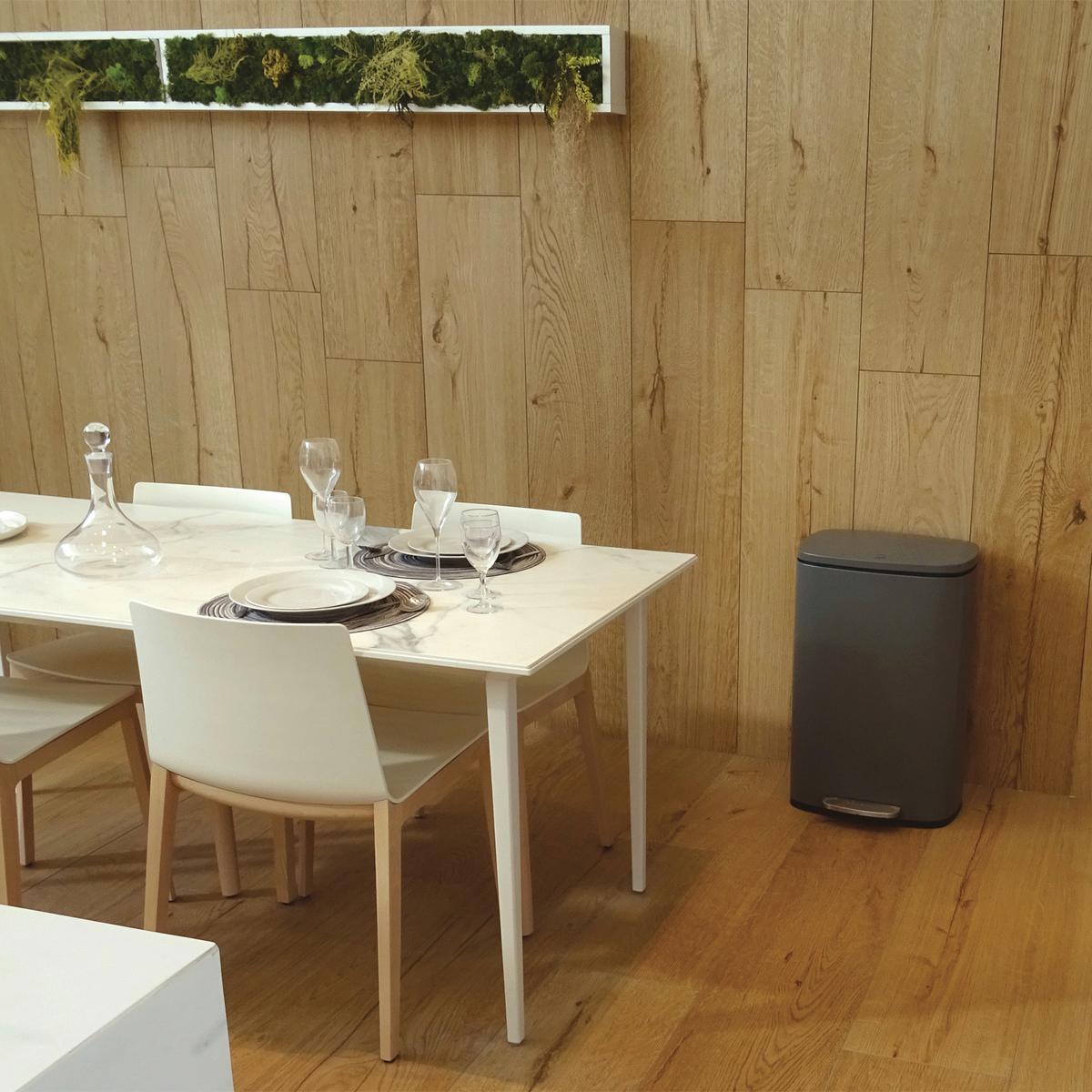 Treteimer Akira 50l Dunkelgrau Metall LxBxH: 42,7x29,7x64,3 cm - Dunkelgrau/Schwarz, Basics, Kunststoff/Metall (42,7/29,7/64,3cm) - Spirella