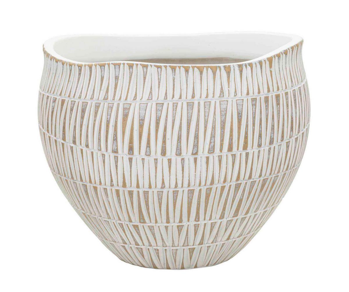 Vase Cachepot Stiky Weiß, Goldfarben B: 26 cm - Goldfarben/Weiß, Basics, Kunststoff (26/20.5/26cm)