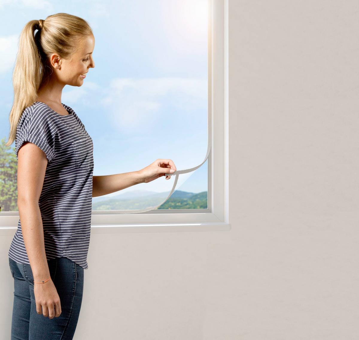 Fliegengitter Fenster 130x150 cm Weiß mit Klettband - Weiß, KONVENTIONELL, Textil (130/150cm)