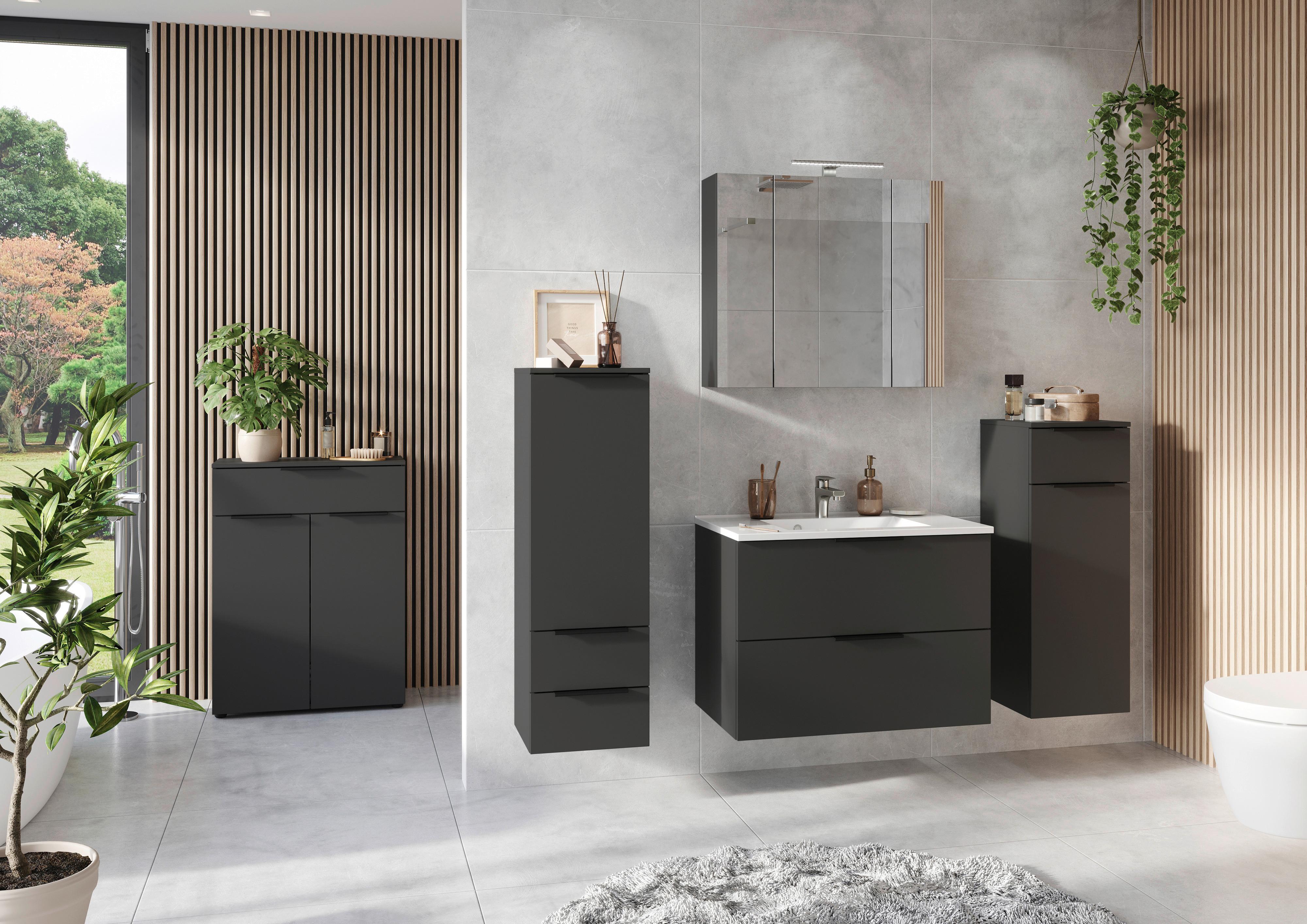 Unterschrank Crandon Graphitfarben, B:71 cm - Schwarz/Graphitfarben, MODERN, Holzwerkstoff (71/95/34cm) - Germania