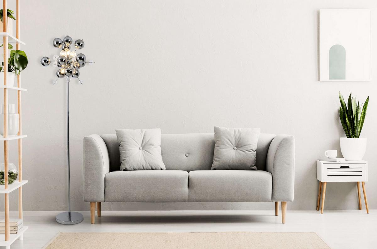 Stehlampe Explosion Klar/Chromfarben aus Glas - Klar/Chromfarben, Design, Glas/Metall (50/167cm) - Näve