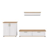 Wohnwand Verona Lärchefarben /Eiche Dekor B: 260cm - Lärchefarben/Schwarz, Design, Holzwerkstoff (260/151/40cm) - Livetastic