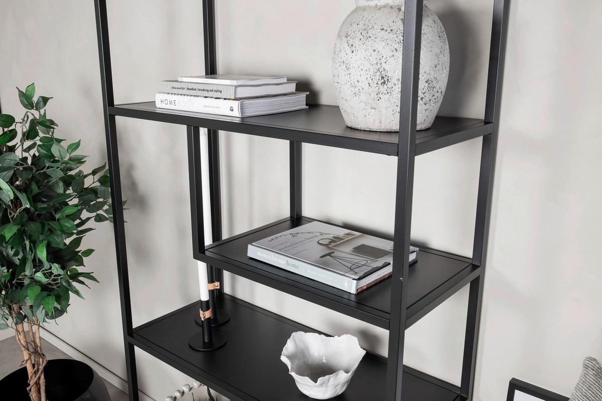 Bücherwand Staal - Schwarz, Design, Metall (85/188/35cm) - Livetastic