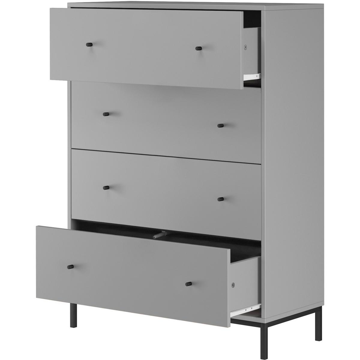 Kommode Celine Grau B: 80cm - Schwarz/Grau, Design, Holzwerkstoff/Metall (80/110/35cm) - MID.YOU