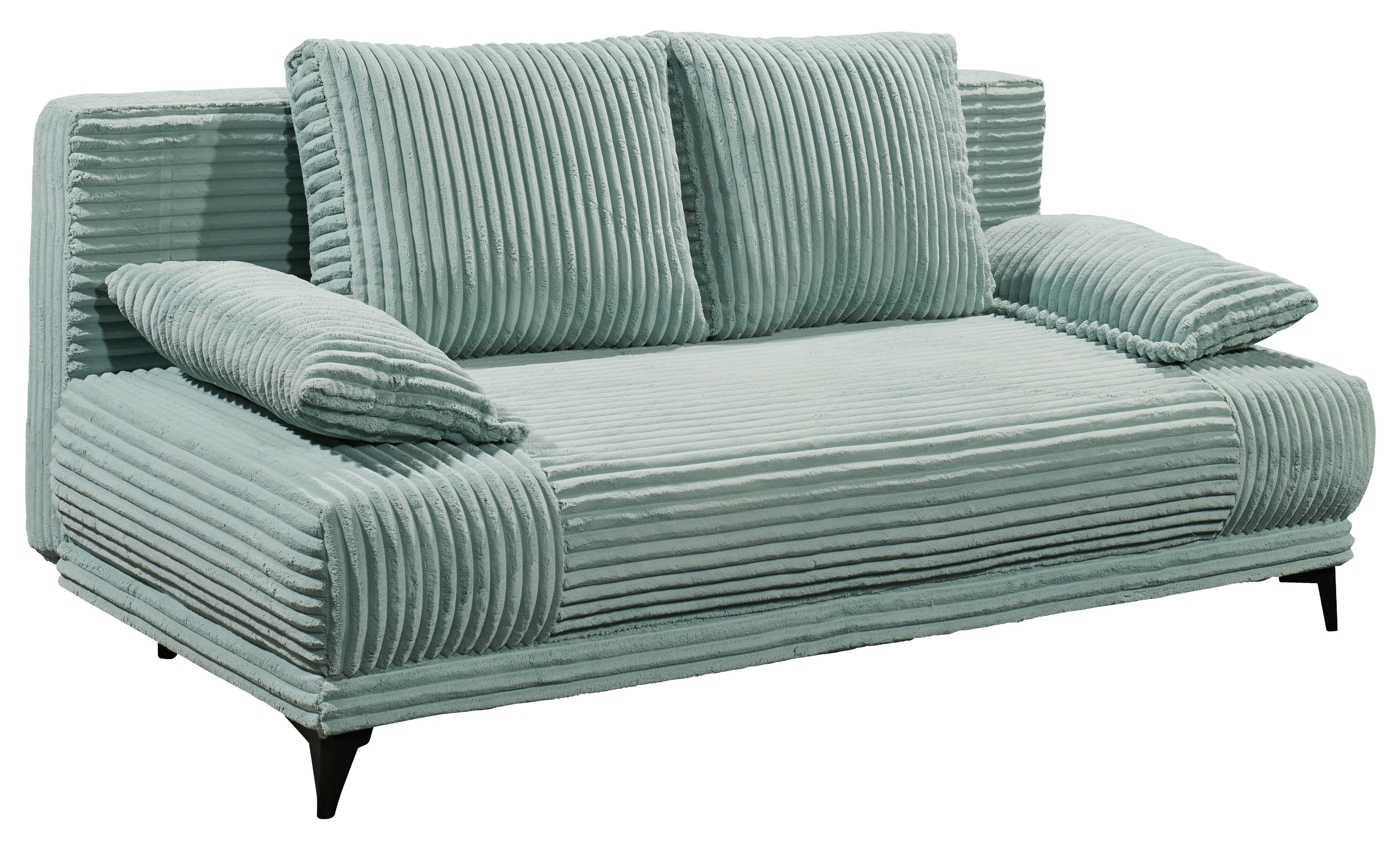 Schlafsofa Sally Pastellgrün B: 211 cm - Pastellgrün/Schwarz, KONVENTIONELL, Textil (211/96/105cm) - MID.YOU