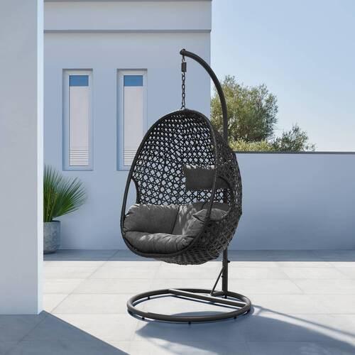 Závěsné křeslo MARCELLA šedá - šedá, Moderní, kov/textil (95/196/96cm) - Bessagi Garden