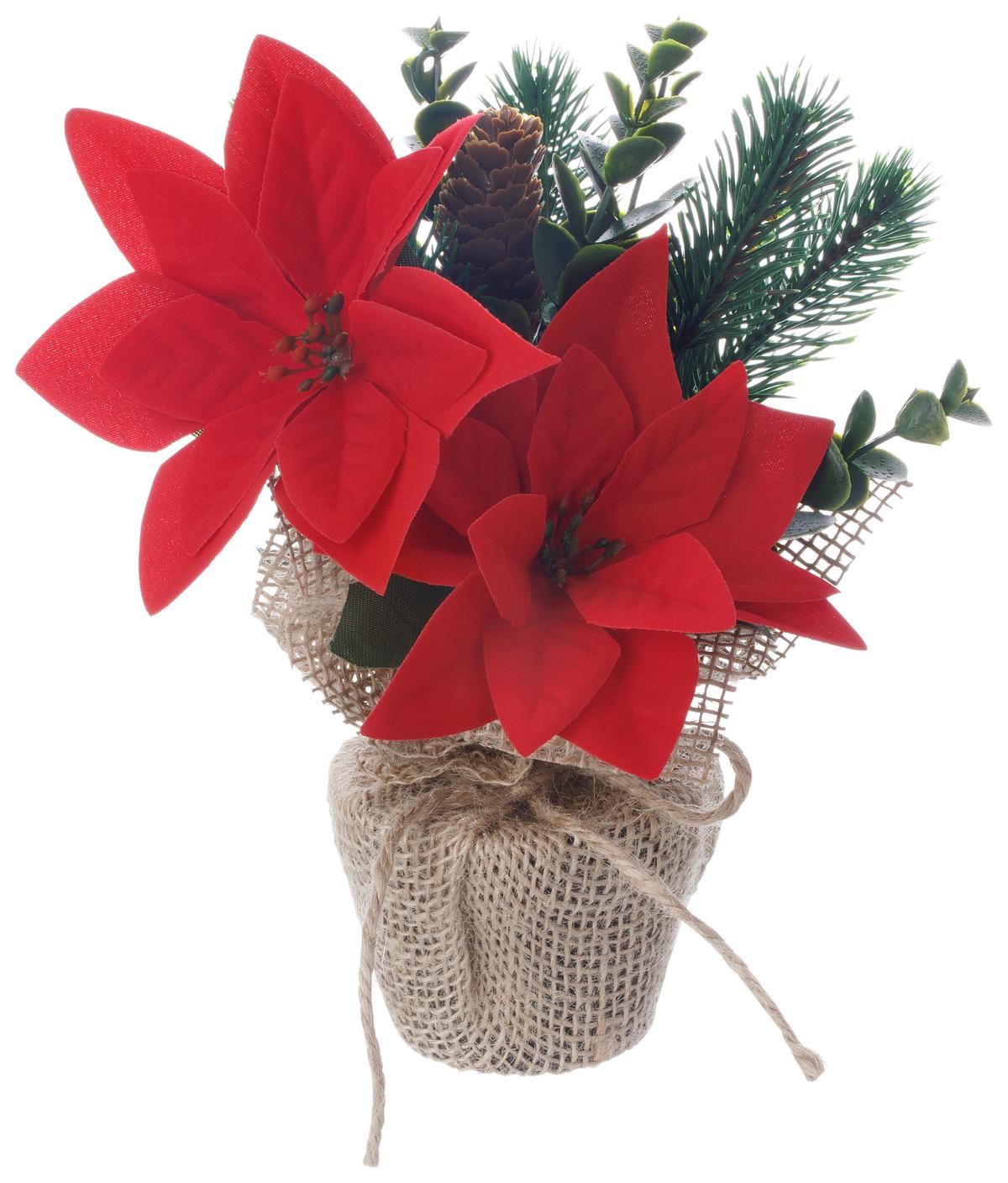 KUNSTBLUME Lara H: 22 cm - Rot/Schwarz, KONVENTIONELL, Kunststoff (10/22cm) - Luca Bessoni