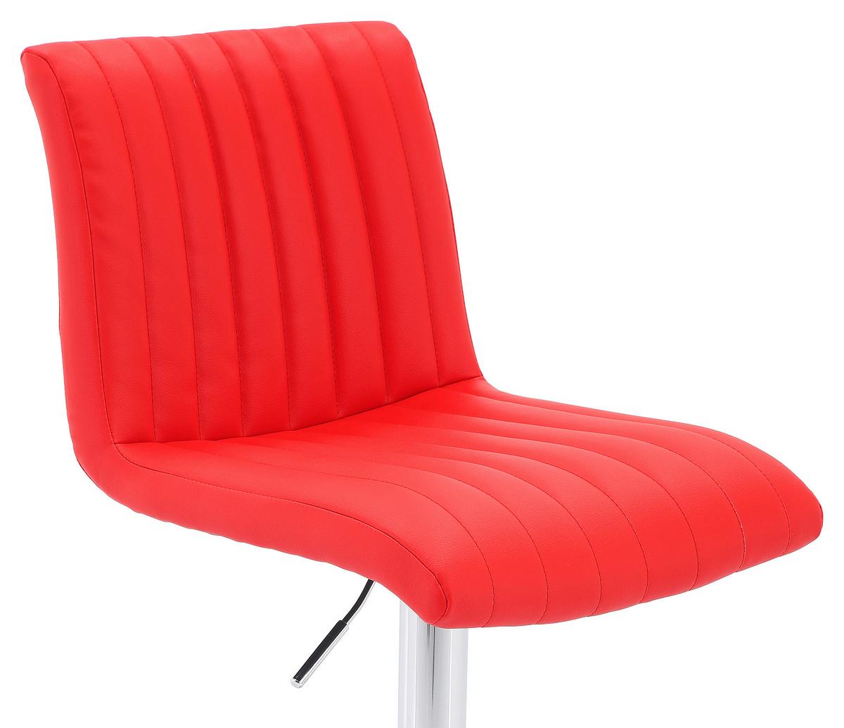 Barhocker Party Rot/Chrom höhenverstellbar mit Lehne - Chromfarben/Rot, MODERN, Textil/Metall (43/91-112/54cm) - MID.YOU