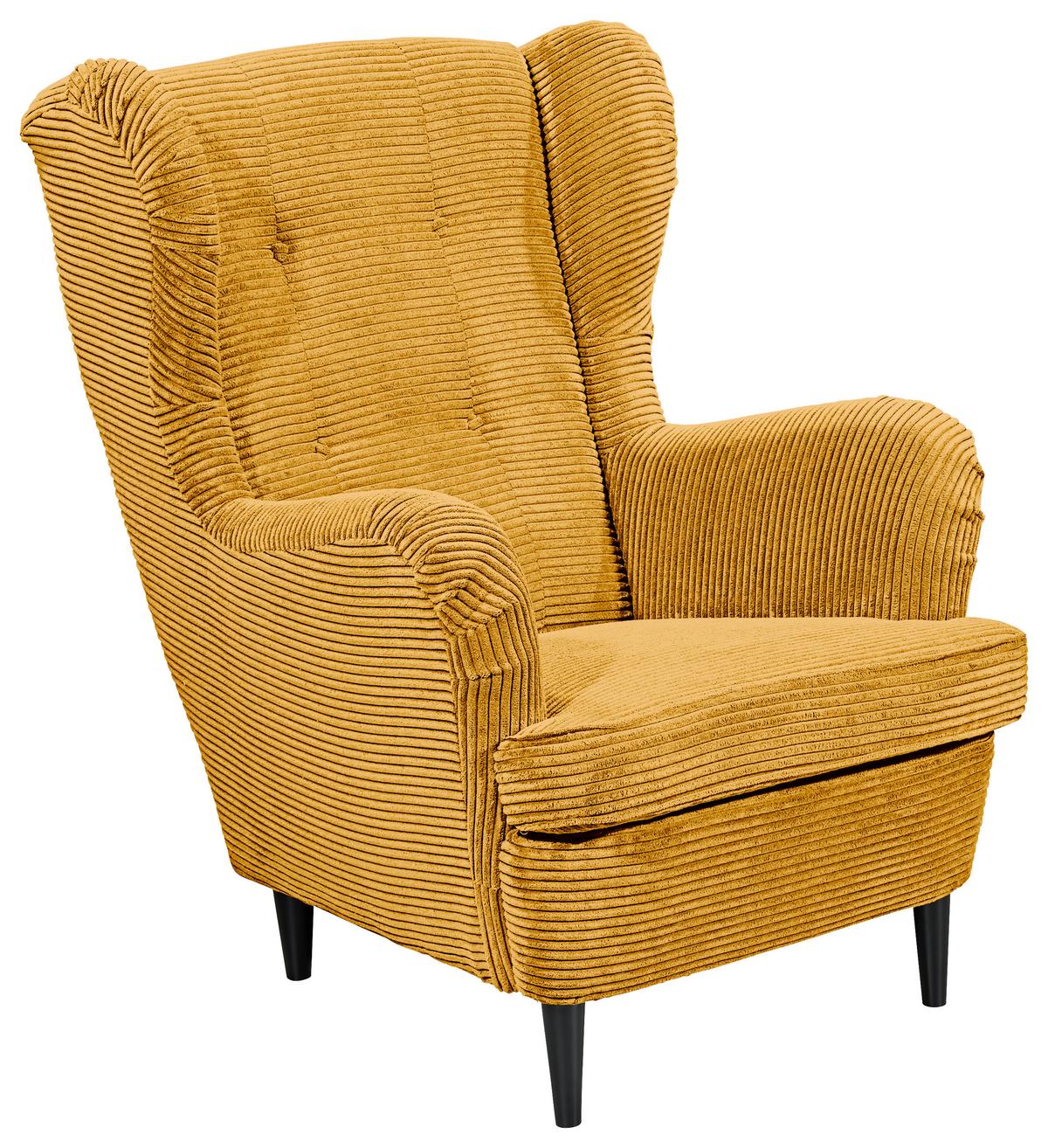 Ohrensessel Oskar Gelb B: 78 Cm - Gelb/Schwarz, Basics, Textil (78/102/98cm) - MID.YOU