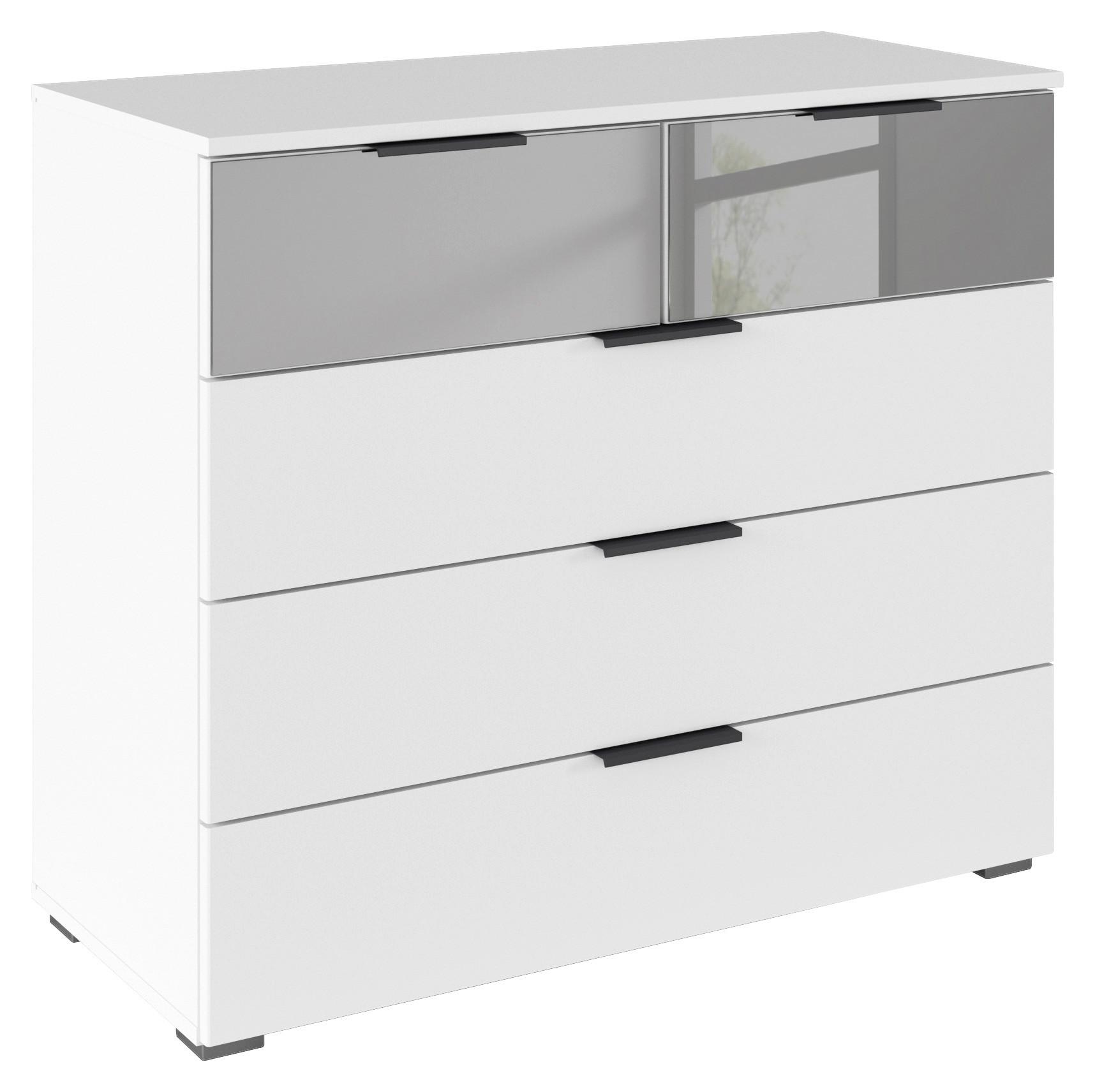 Kommode Skyla Alpinweiß, Grauspiegel B: 93cm - Alufarben, MODERN, Glas/Holzwerkstoff (93/81/42cm) - Rauch Möbel