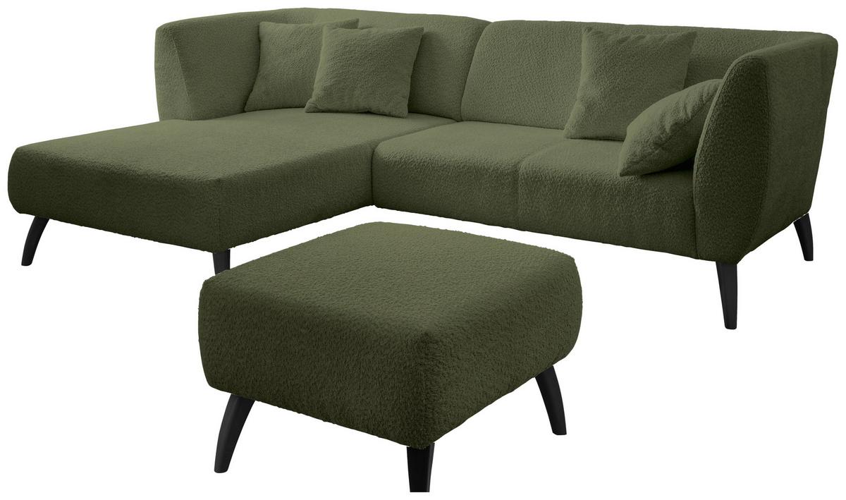 Ecksofa Colori Dunkelgrün S: 160/264 Cm - Dunkelgrün/Schwarz, MODERN, Holz/Textil (160/264cm) - MID.YOU