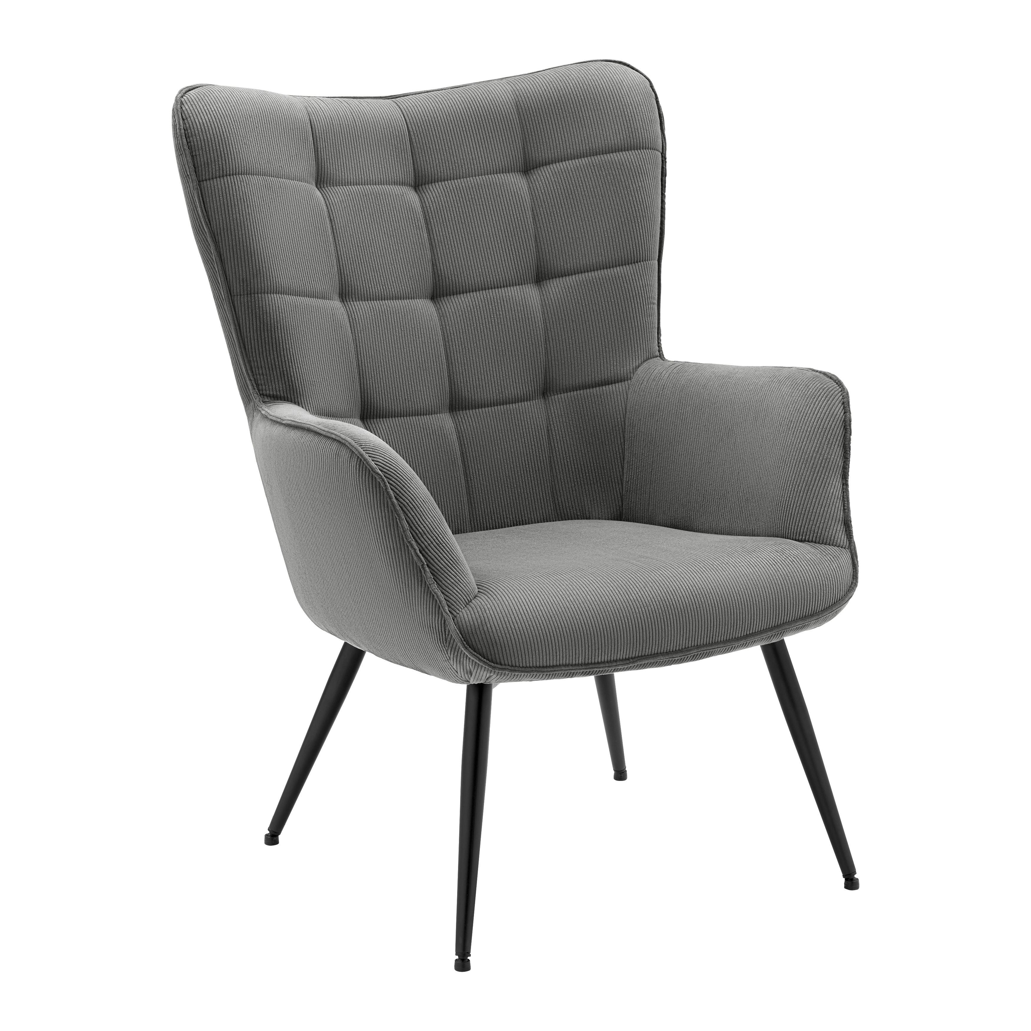 Kreslo GUNVOR - čierna/sivá, Modern, kov/drevo (73/97/79cm) - Mömax