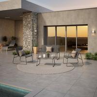 Loungegarnitur Porec Metall/glas - Grau, MODERN, Glas/Textil - Luca Bessoni