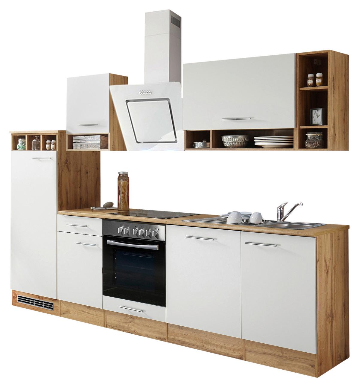 Küchenzeile ohne Geräte B: 280 cm Weiß/Wildeiche Dekor - Wildeiche/Weiß, Basics, Holzwerkstoff (280/205/60cm) - Respekta