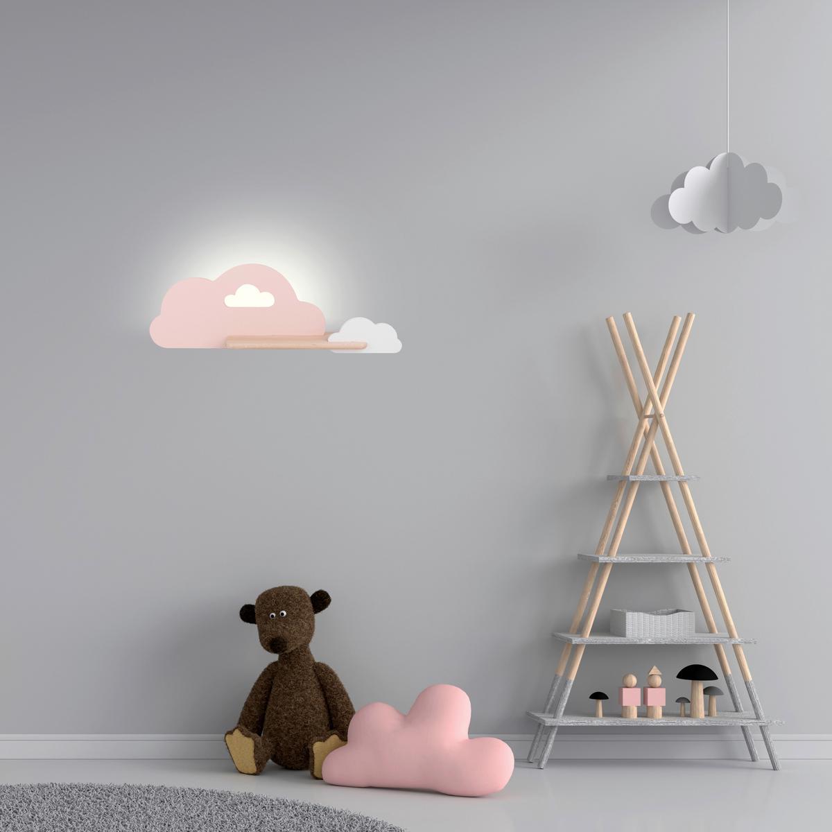 Kinderwandleuchte 21-75703 Cloud - Pink/Weiß, Basics, Holz/Holzwerkstoff (53/12/18.5cm)