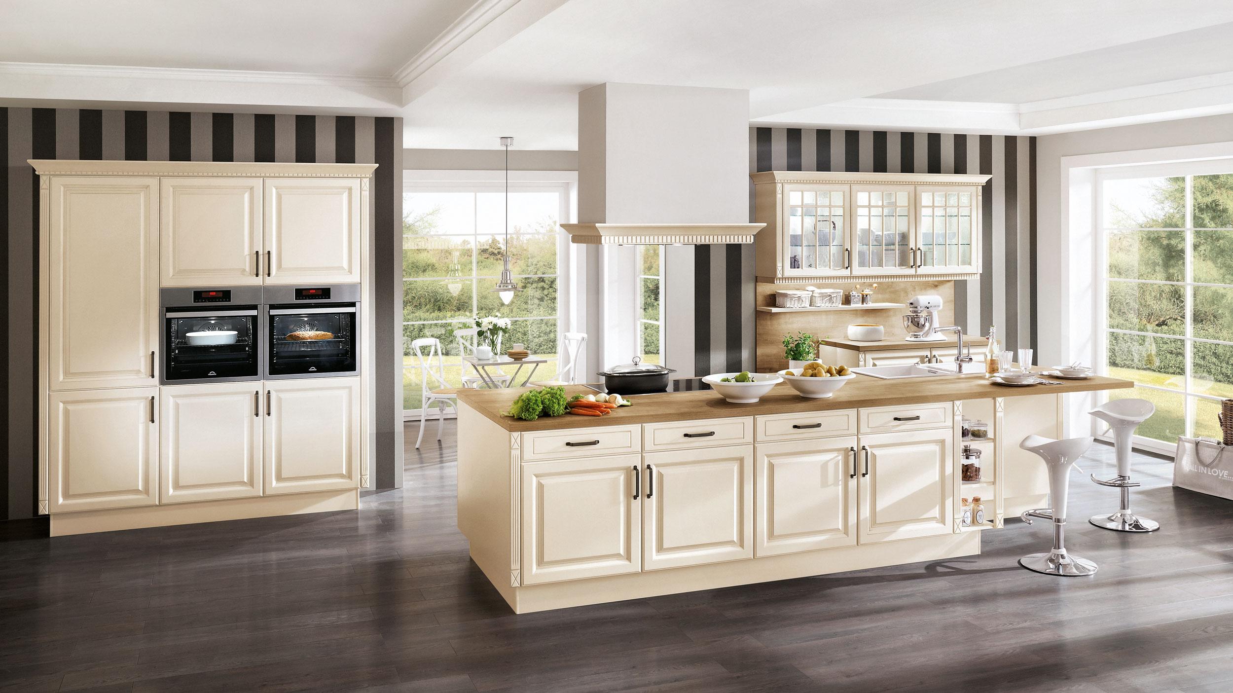 Einbauküche Chicago Frei Planbar Landhausstil - Eichefarben/Creme, MODERN, Holzwerkstoff - Vertico