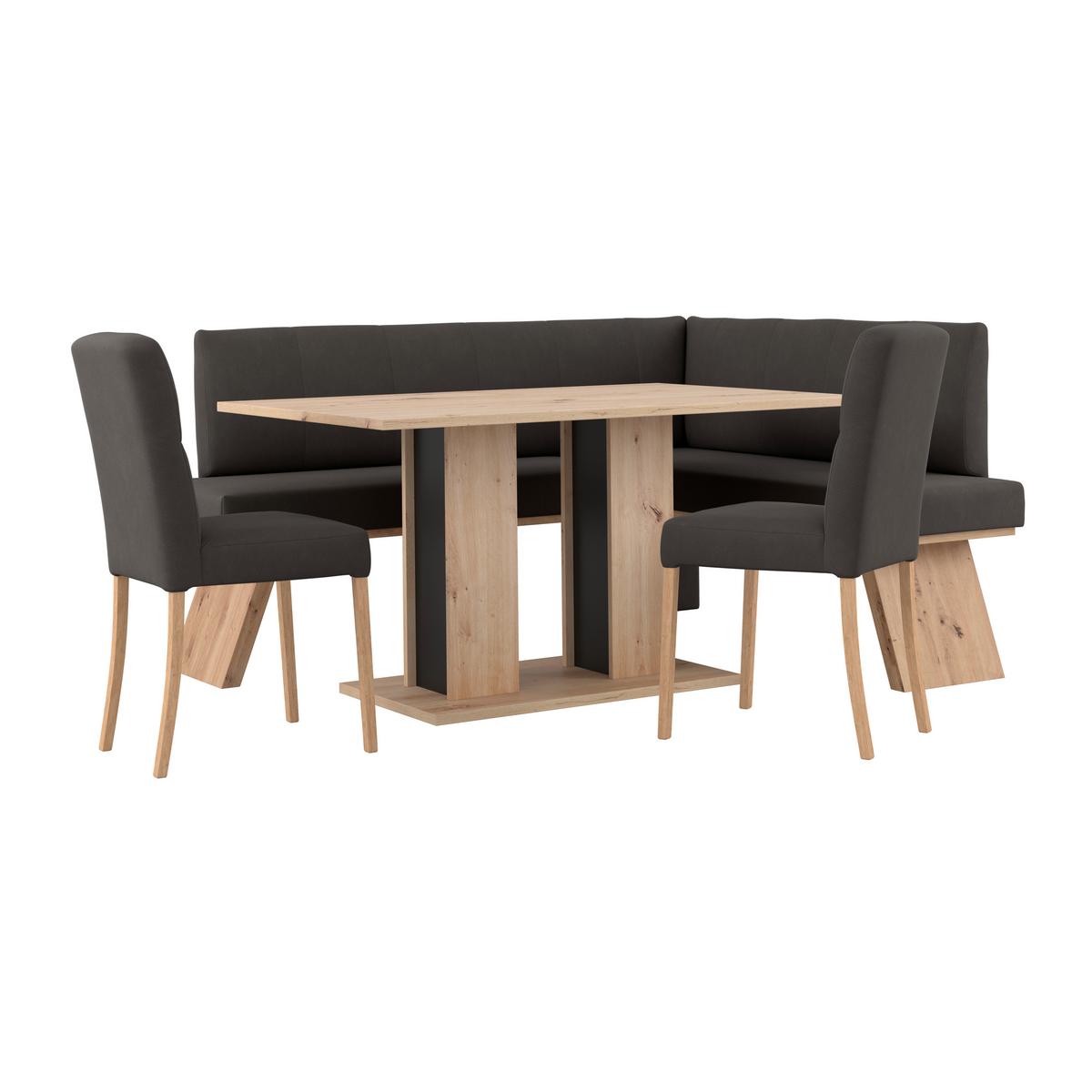 Eckbank Emma Ii Webstoff Anthrazit, B: 185 Cm - Eichefarben/Anthrazit, KONVENTIONELL, Holzwerkstoff/Textil (185/150cm)