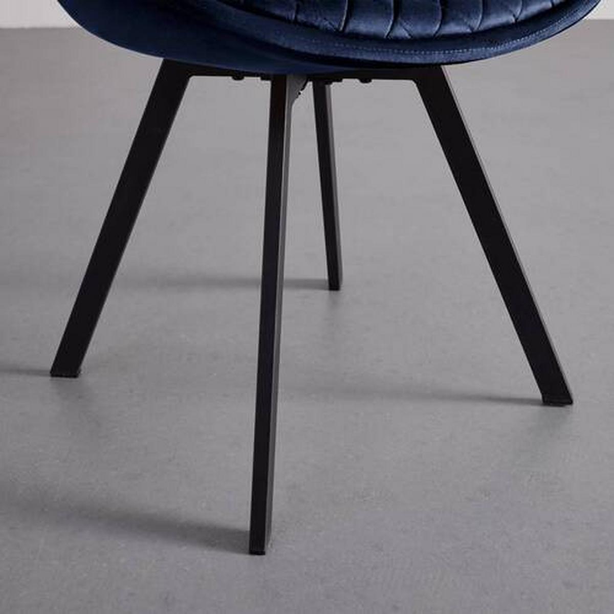 Židle Isabella samet - tmavě modrá - černá/tmavě modrá, Moderní, kov/textil (49/83/53cm) - Livetastic
