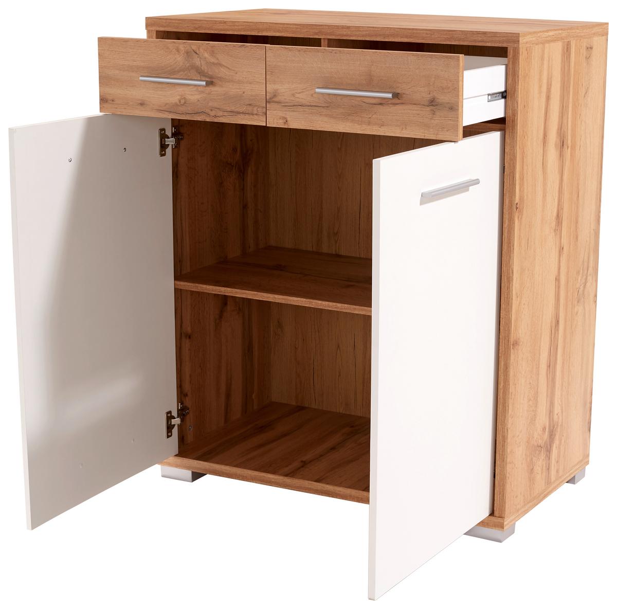 KOMODA Q-BIG QBK02 - biela/farba duba, Modern, drevo (98/105/44cm)