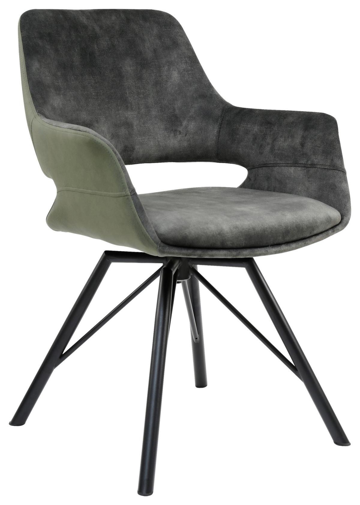 Armlehnstuhl Adriana Grün - černá/zelená, Moderní, kov/dřevo (61/85/63cm) - Mömax