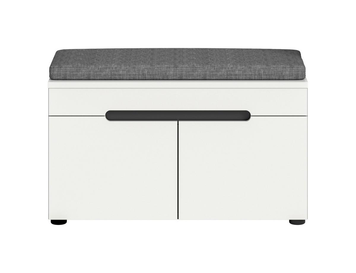 Sitzbank Canu Grau/Weiß B: 80 cm - Schwarz/Weiß, Design, Holzwerkstoff/Textil (80/45/37cm) - Livetastic