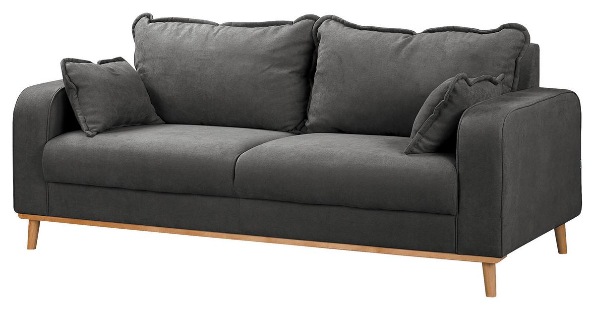 3-sitzer-sofa Beata Dunkelgrau B: 193 Cm - Wengefarben/Dunkelgrau, Design, Textil (193/86/87cm) - Livetastic