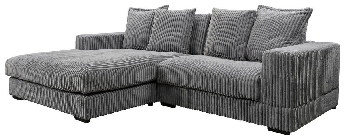 Ecksofa Funny Links Grau Mit Hocker B: 285 Cm - Schwarz/Grau, Basics, Textil (195/285cm) - Livetastic